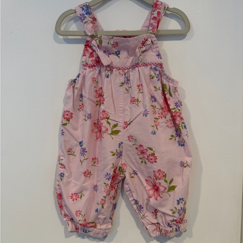 Vintage Talbot Kids Overalls Pink Floral 6M